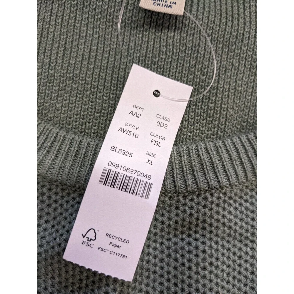 J. Crew Men's Cotton Silk Piqué Knit Sweater Faded Bluegrass Green XL NWT $89